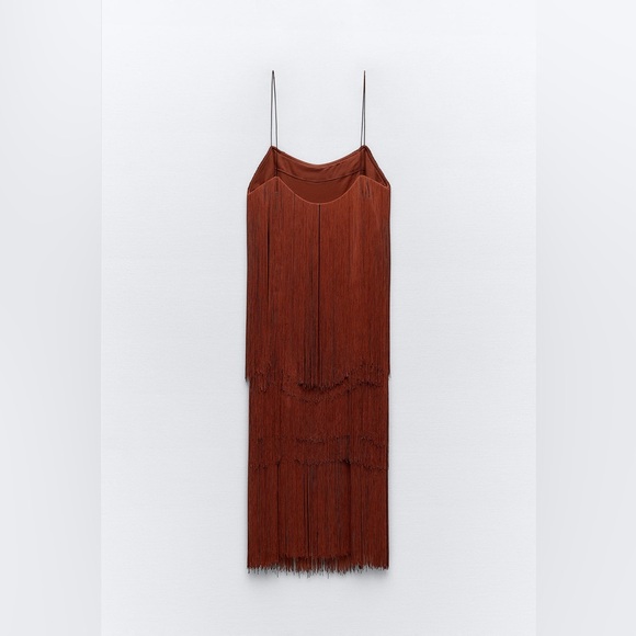 BNWT Zara STRAPPY FRINGED DRESS - Picture 2 of 5